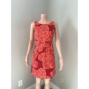 TABITHA Anthropologie FLORAL A-LINE RED CASUAL Dress Womens 4 Sleeveless Zip #34